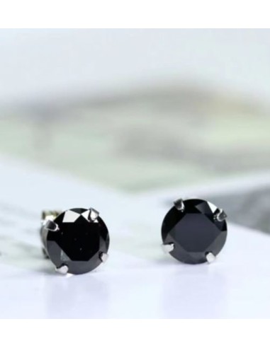 Boucles d'oreilles rondes noires 3.5 mm bijou en Argent