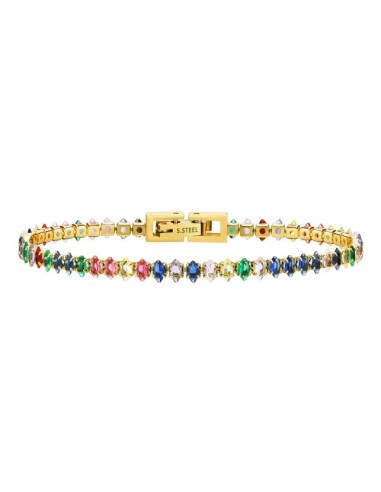 Bracelet bijou en acier et zircones de couleurs