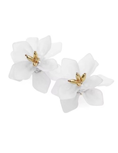 Boucles d'oreilles fleurs blanches bijou en acier