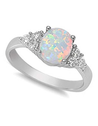 Bague opale blanche chauffée bijou en argent