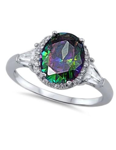 Bague zircon rainbow bijou en argent