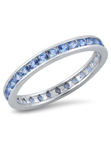 Bague alliance bleue bijou en argent