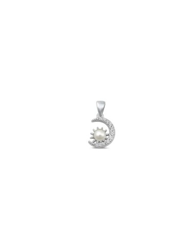 Pendentif perle et lune bijou en argent