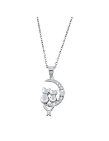 Collier Chats et lune bijou en argent