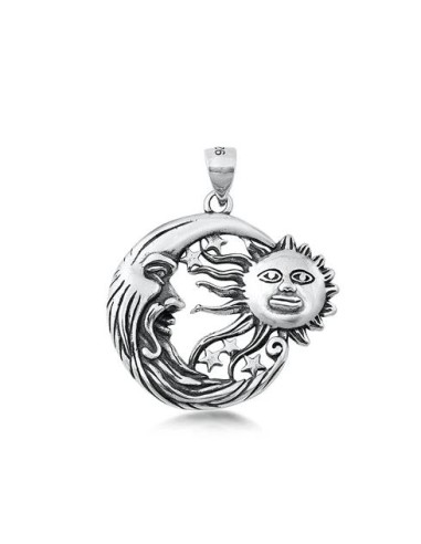 Pendentif soleil et lune en argent 23 mm