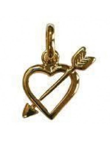 Pendentif  coeur et flèche en plaqué or 