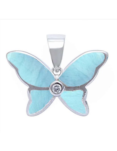 Pendentif papillon bijou en argent et Larimar