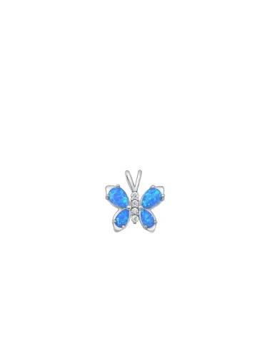 Pendentif papillon bijou en argent et opale chauffée