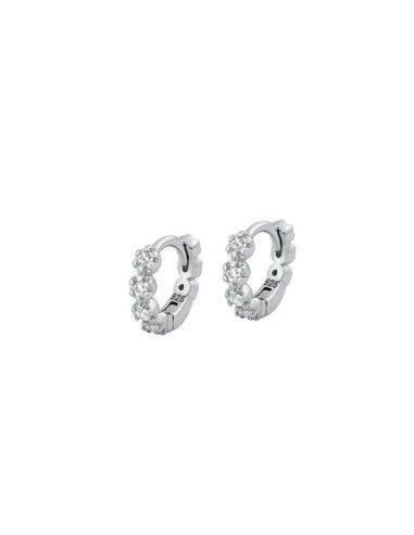 Créoles boucles d'oreilles 10 mm x 2.5 mm bijou en argent et zircones