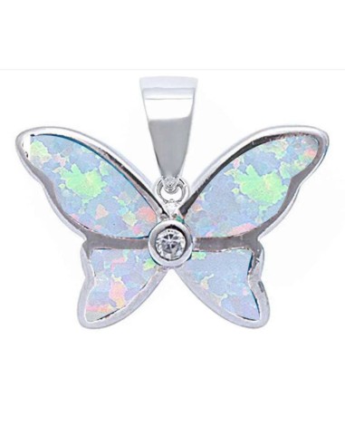 Pendentif papillon bijou en argent et opale