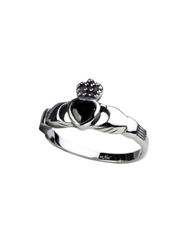 Bague Claddagh cœur noir bijou en acier