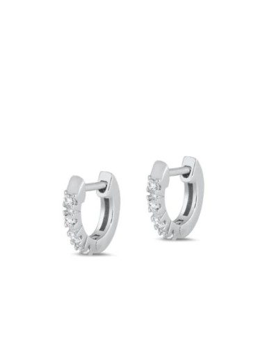 Créoles boucles d'oreilles zircones 10 mm en argent