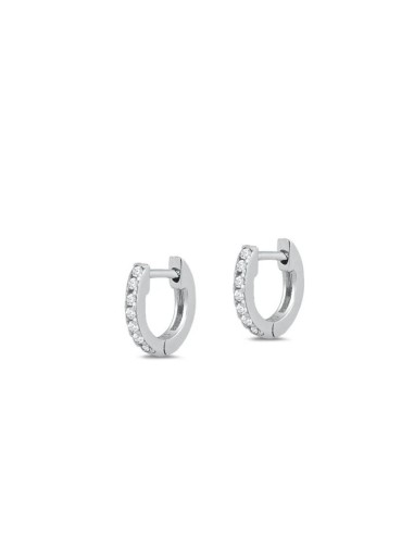 Créoles boucles d'oreilles zircones 10 mm x 1.5 mm en argent