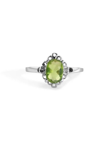 Bague zircone péridot bijou en argent