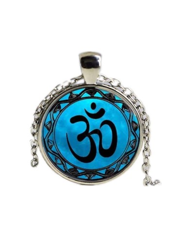 Collier pendentif Om Aum bleu