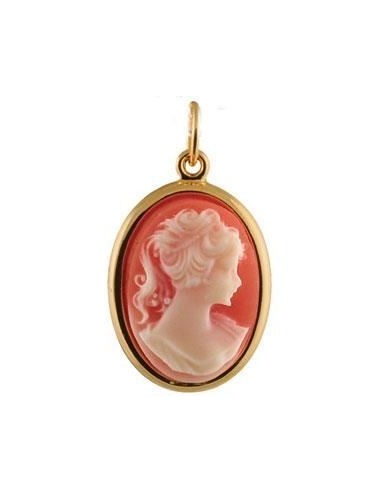 Pendentif  camée rose en Plaqué or