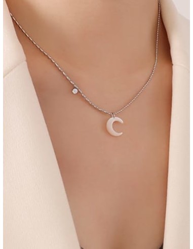 Collier lune bijou en argent et étoile bleue