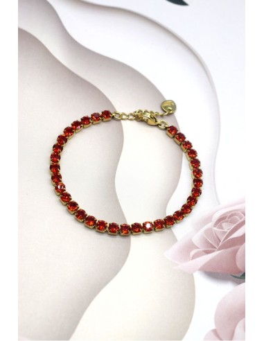 Bracelet acier et zircones rouge