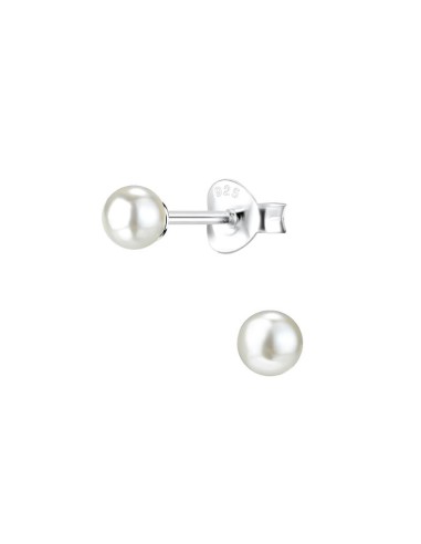 Boucles d'oreilles perles en 4 mm en argent