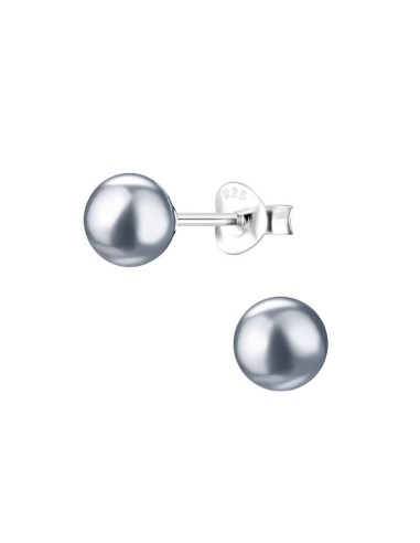 Boucles d'oreilles perles grises en 6 mm bijou en argent