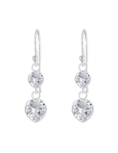 Boucles d'oreilles cœur en argent et zirconium