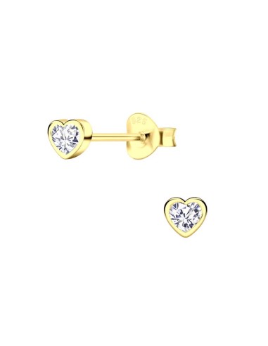 Boucles d'oreilles cœur en plaqué or 4 mm avec zircone