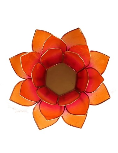 Bougeoir Lotus en Coquilles de Capiz orange doré