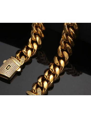 Bracelet acier doré Hip Hop en 170 mm