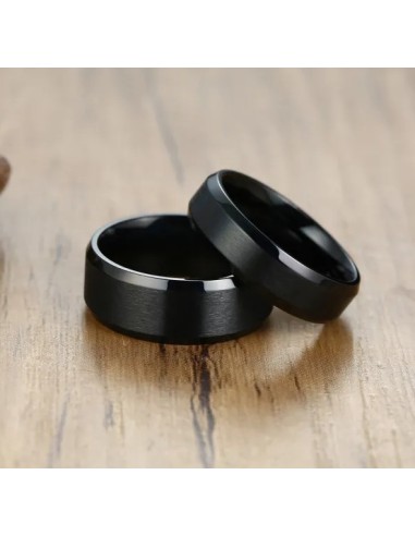 Bague alliance anneau noir en 8 mm