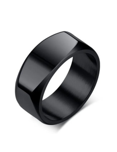 Bague alliance anneau biseauté noir en 8 mm