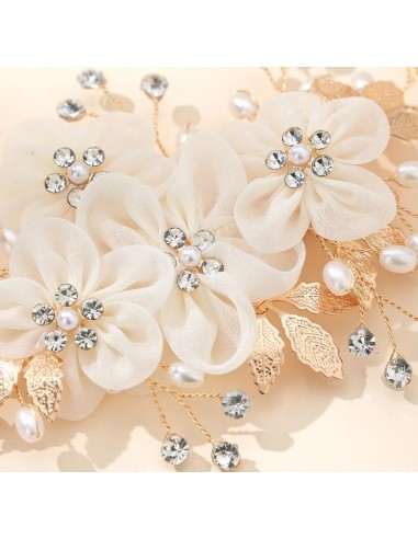 Mariage barrette de perles fleurs et cristal