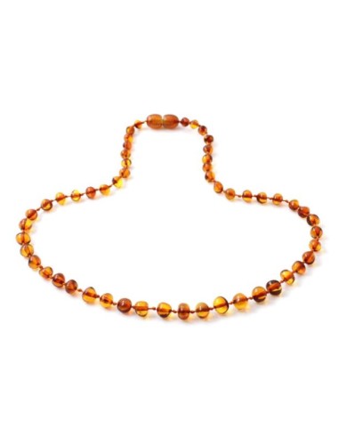 Collier ambre cognac polie 36 cm