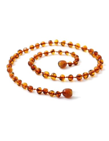 Collier ambre cognac polie 45 cm