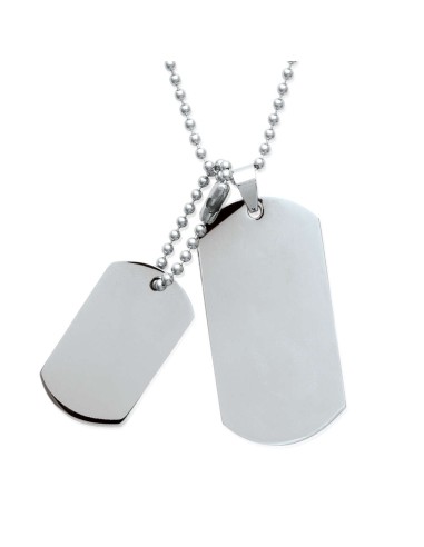 Collier double plaques identité homme en acier