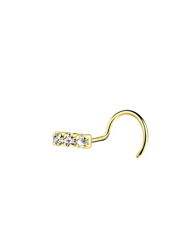 Piercing nez coudé doré et cristal blanc