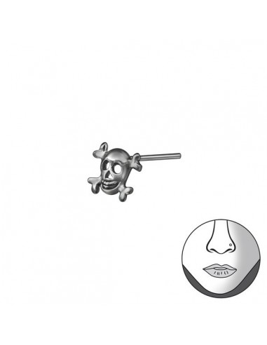 Piercing nez skull en argent à plier modèle Anotoly