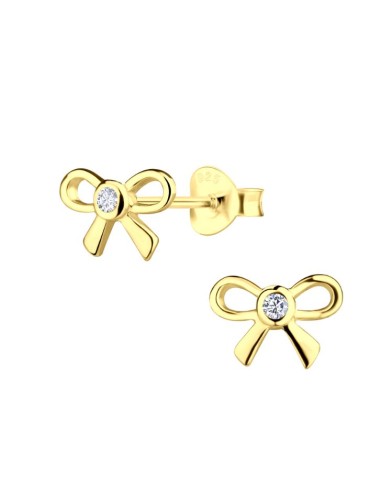 Boucles d'oreilles nœud et zircone en plaqué or