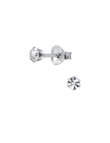 Boucles d'oreilles zircone blanc 3 mm bijou en argent