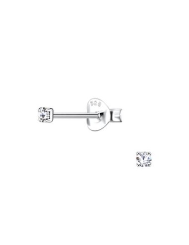 Boucles d'oreilles zircone blanc carré 2 mm