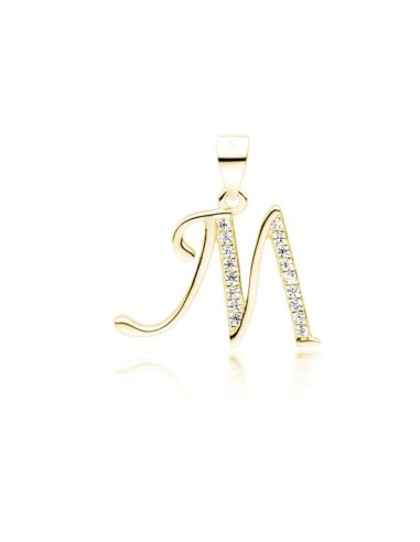 Pendentif lettre M bijou en plaqué or