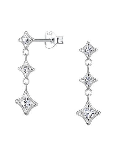 Boucles d'oreilles 3 zircones blancs bijou en 22 mm