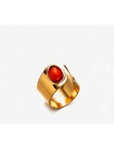 Bague en cornaline et acier doré