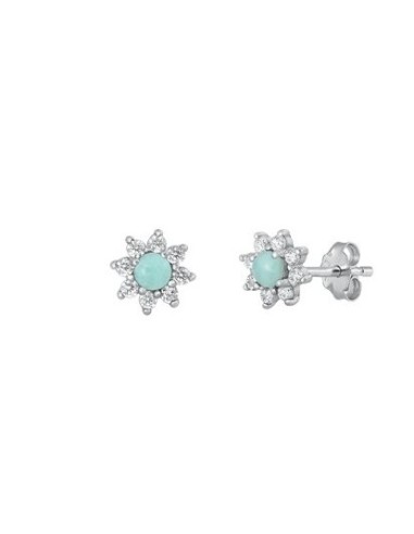 Boucles d'oreilles Larimar et zircones en argent