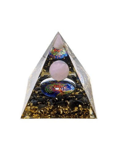 Pyramide quartz rose Orgonite arbre de vie