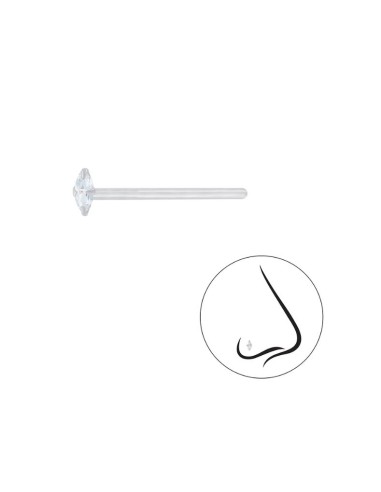 Piercing nez droit à plier en argent et cristal