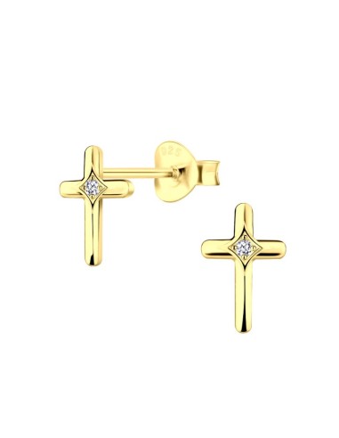 Boucles d'oreilles croix 10 mm en plaqué or