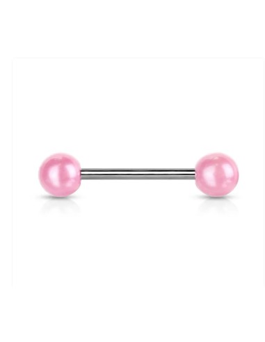 Piercing langue perle acrylique rose