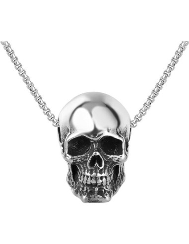 Pendentif collier skull bijou en acier