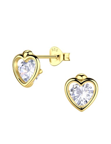 Boucles d'oreilles cœur zircone bijoux en plaqué Or