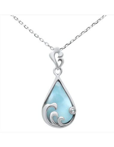 Collier Pendentif Larimar bijou en argent